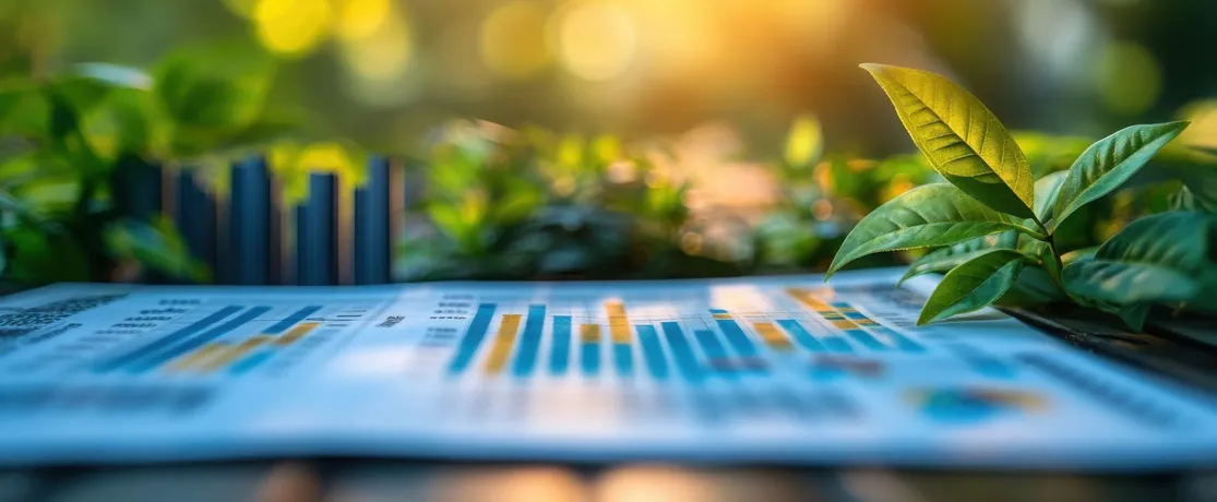 緑に囲まれたカラフルなチャート